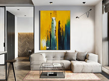Load image into Gallery viewer, Original Yellow Blue Abstract Painting Hallway Wall Art Np049