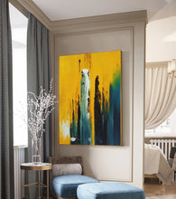 Load image into Gallery viewer, Original Yellow Blue Abstract Painting Hallway Wall Art Np049