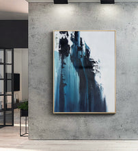 Load image into Gallery viewer, Large Dark Blue White Abstract Painting Large Artwork for Sale Np049