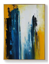Load image into Gallery viewer, Blue White Yellow Abstract Painting Living Room Art Np039
