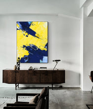 Load image into Gallery viewer, Yellow Bule Texture Palette Abstract Oil Painting On Canvas Np043