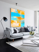 Load image into Gallery viewer, Blue Yellow Abstract Painting Abstract Canvas Wall Art Np008