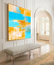 Load image into Gallery viewer, Blue Yellow Abstract Painting Abstract Canvas Wall Art Np008