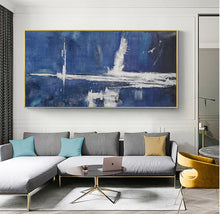 Load image into Gallery viewer, Deep Blue Abstract Painting White Abstract Art Large Wall Painting Np041