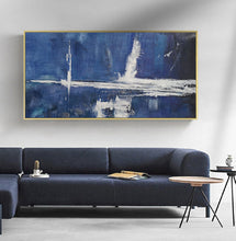 Load image into Gallery viewer, Deep Blue Abstract Painting White Abstract Art Large Wall Painting Np041