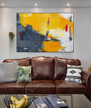 Load image into Gallery viewer, Yellow Gray Abstract Art White Abstract Painting,Large Wall Art Canvas Np035