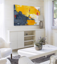 Load image into Gallery viewer, Yellow Gray Abstract Art White Abstract Painting,Large Wall Art Canvas Np035