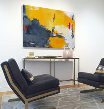 Load image into Gallery viewer, Yellow Gray Abstract Art White Abstract Painting,Large Wall Art Canvas Np035