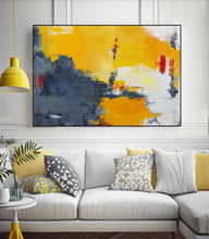Load image into Gallery viewer, Yellow Gray Abstract Art White Abstract Painting,Large Wall Art Canvas Np035