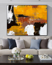 Load image into Gallery viewer, Black White Abstract Canvas Painting Orange Painting Living Room Art Np006