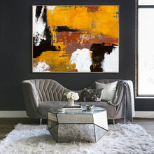 Load image into Gallery viewer, Black White Abstract Canvas Painting Orange Painting Living Room Art Np006