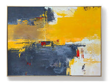 Load image into Gallery viewer, Yellow Abstract Painti g,Beige Blue Abstract On Canvas Painting NP038