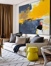 Load image into Gallery viewer, Yellow Abstract Painti g,Beige Blue Abstract On Canvas Painting NP038