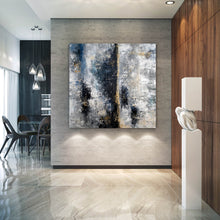 Load image into Gallery viewer, Blue Gray Gold Abstract Painting Colorful Abstract Qp001