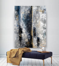 Load image into Gallery viewer, Blue Gray Gold Abstract Painting Colorful Abstract Qp001