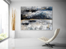 Load image into Gallery viewer, Blue Gray Gold Abstract Painting Colorful Abstract Qp001