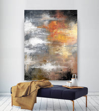 Load image into Gallery viewer, Grey Orange White Abstract Painting Colorful Abstract Art Fp061