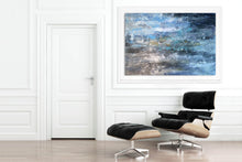 Load image into Gallery viewer, White And Blue Abstract Painting on Canvas,square Painting Office Art Fp033