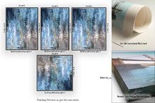 Load image into Gallery viewer, White And Blue Abstract Painting on Canvas,square Painting Office Art Fp033
