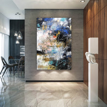 Load image into Gallery viewer, Blue White Pink Abstract Painting on Canvas Contemporary Paintings Fp101