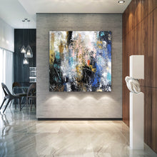 Load image into Gallery viewer, Blue White Pink Abstract Painting on Canvas Contemporary Paintings Fp101