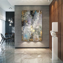 Load image into Gallery viewer, Gray Gold Purple Abstract Painting Livingroom Decor Fp083