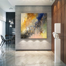 Load image into Gallery viewer, Brown Gold Yellow Abstract Painting on Canvas Large Size Art Fp095