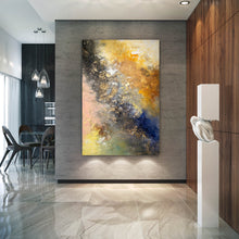 Load image into Gallery viewer, Brown Gold Yellow Abstract Painting on Canvas Large Size Art Fp095