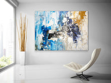 Load image into Gallery viewer, Blue And White Yellow Abstract Painting on Canvas Custom Art Qp017