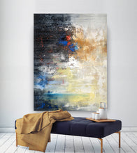 Load image into Gallery viewer, Black White Yellow Abstract Painting Xl Abstract Art Fp066