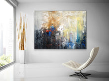 Load image into Gallery viewer, Black White Yellow Abstract Painting Xl Abstract Art Fp066