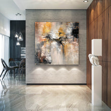 Load image into Gallery viewer, Yellow White Brown Abstract Painting Xl Textured Art Fp048