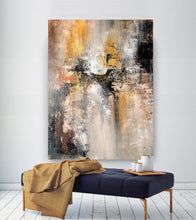 Load image into Gallery viewer, Yellow White Brown Abstract Painting Xl Textured Art Fp048