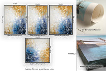 Load image into Gallery viewer, Blue White Yellow Abstract Painting Knife Oil Painting Qp009