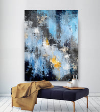 Load image into Gallery viewer, Blue Black Yellow Abstract Painting New Home Decor Qp064