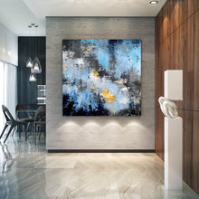 Load image into Gallery viewer, Blue Black Yellow Abstract Painting New Home Decor Qp064