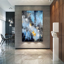 Load image into Gallery viewer, Blue Black Yellow Abstract Painting New Home Decor Qp064