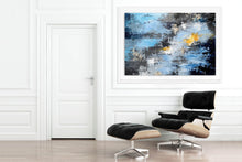 Load image into Gallery viewer, Blue Black Yellow Abstract Painting New Home Decor Qp064