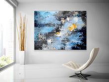 Load image into Gallery viewer, Blue Black Yellow Abstract Painting New Home Decor Qp064