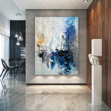 Load image into Gallery viewer, Blue White Yellow Abstract Painting Art Office Wall Art Qp005