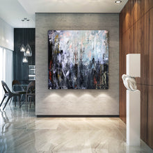 Load image into Gallery viewer, Black Brown Gray Abstract Painting Palette Knife Canvas Qp006