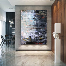 Load image into Gallery viewer, Black Brown Gray Abstract Painting Palette Knife Canvas Qp006