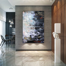 Load image into Gallery viewer, Black Brown Gray Abstract Painting Palette Knife Canvas Qp006