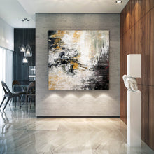 Load image into Gallery viewer, Black Gray Yellow Abstract Painting on Canvas Modern Paintings Big Qp067