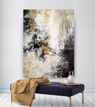 Load image into Gallery viewer, Black Gray Yellow Abstract Painting on Canvas Modern Paintings Big Qp067