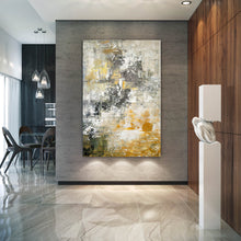 Load image into Gallery viewer, Gray Yellow Abstract Painting Unique Painting Art Home Decor Fp069