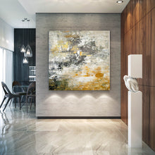 Load image into Gallery viewer, Gray Yellow Abstract Painting Unique Painting Art Home Decor Fp069