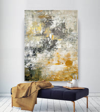 Load image into Gallery viewer, Gray Yellow Abstract Painting Unique Painting Art Home Decor Fp069