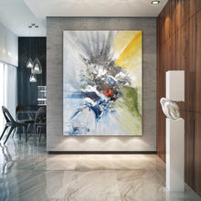 Load image into Gallery viewer, Original Grey Yellow Blue Painting on Canvas Textured Wall Decor Fp079