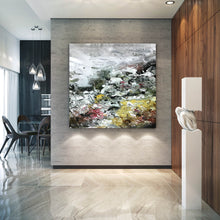 Load image into Gallery viewer, Gray Yellow White Abstract Painting Bedroom Wall Art Qp012